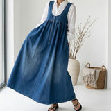 Carmen | Robe denim longue à bretelles