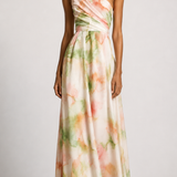 Flavia | Robe longue bohème fleurie à épaule unique