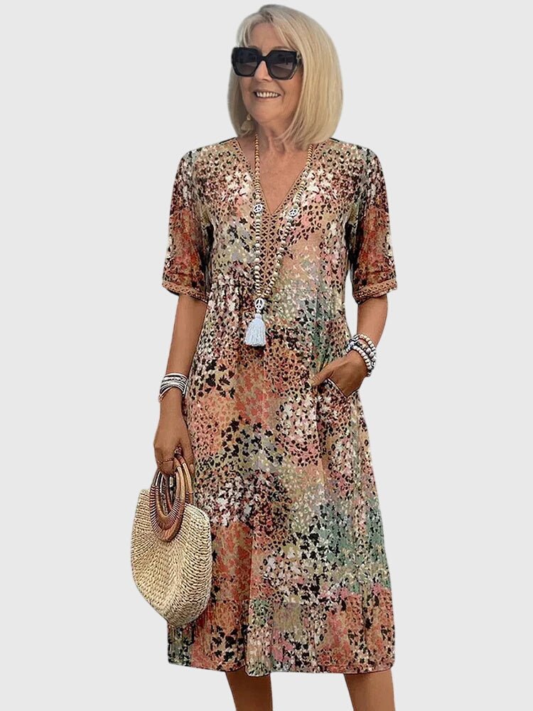 Yvonna | Robe Midi Fleurie Élégante - Amélie Delaire