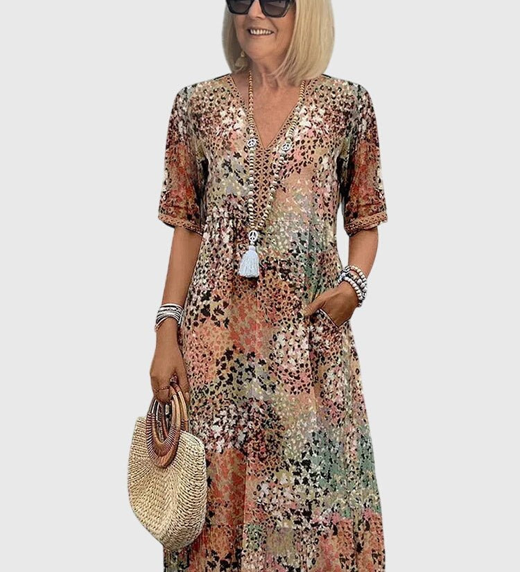 Yvonna | Robe Midi Fleurie Élégante - Amélie Delaire